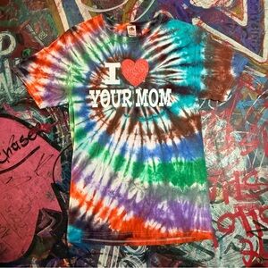 Custom BadSeed Tie-Dye Handmade ‘I Love Your Mom’ T-shirt - Size Small